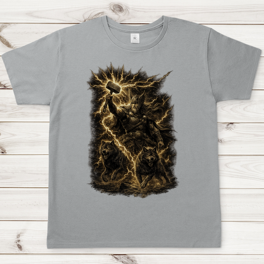Herren T-Shirt Thor und seine Wölfe im Sturm