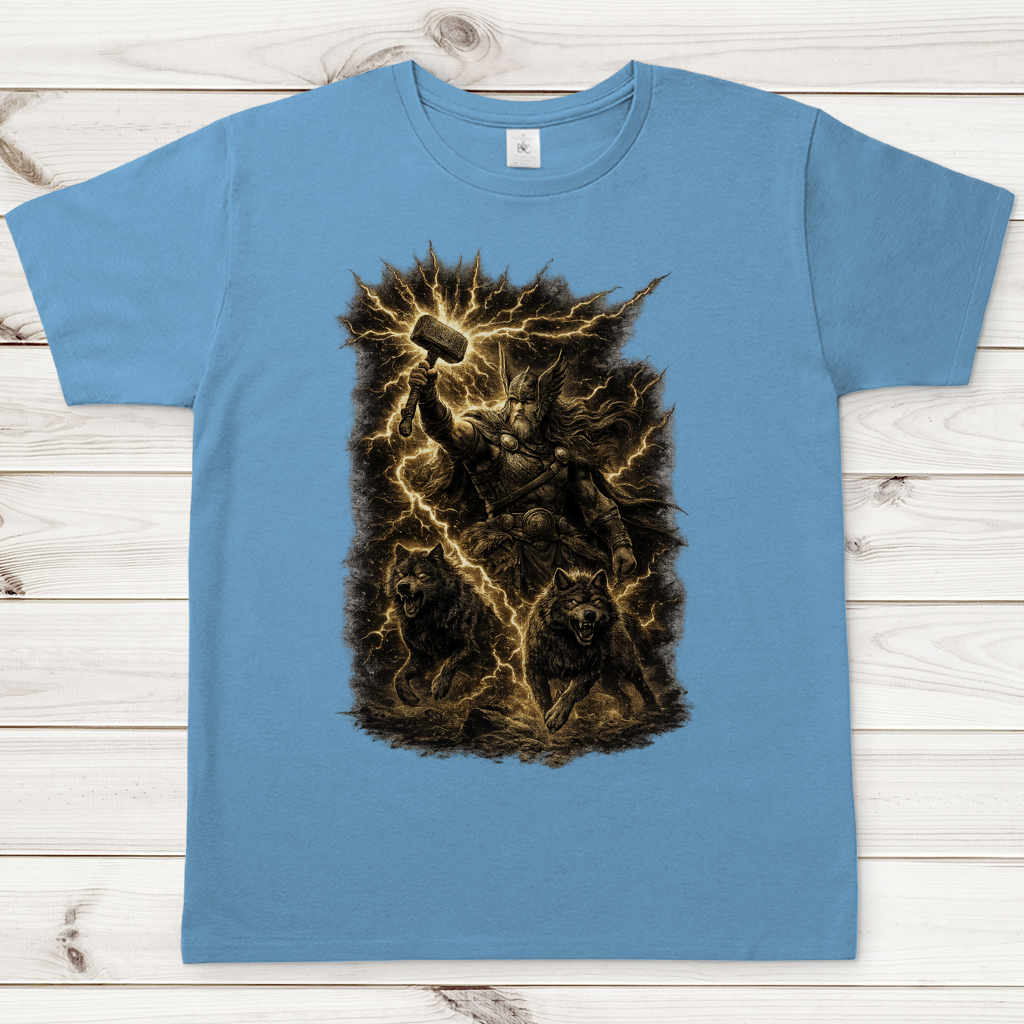 Herren T-Shirt Thor und seine Wölfe im Sturm