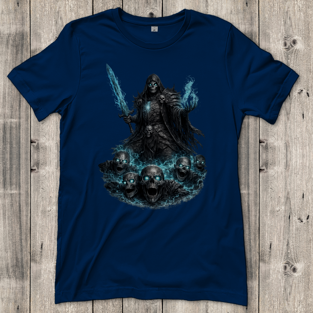 Damen T-Shirt Unheiliger Zauberer mit blauer Energie