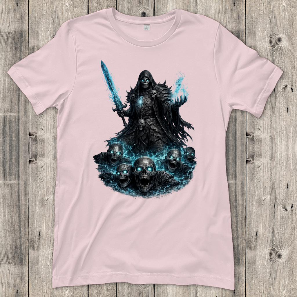 Damen T-Shirt Unheiliger Zauberer mit blauer Energie