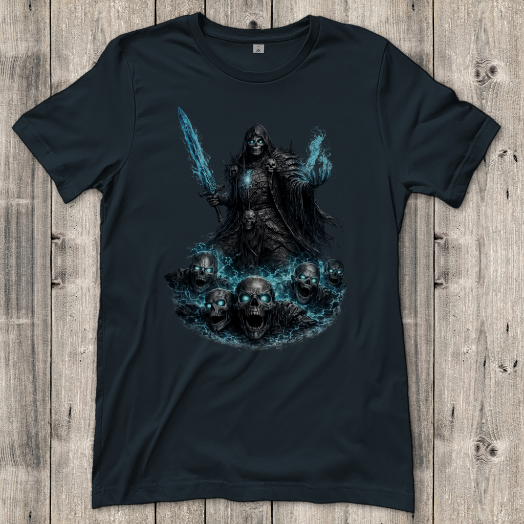 Damen T-Shirt Unheiliger Zauberer mit blauer Energie