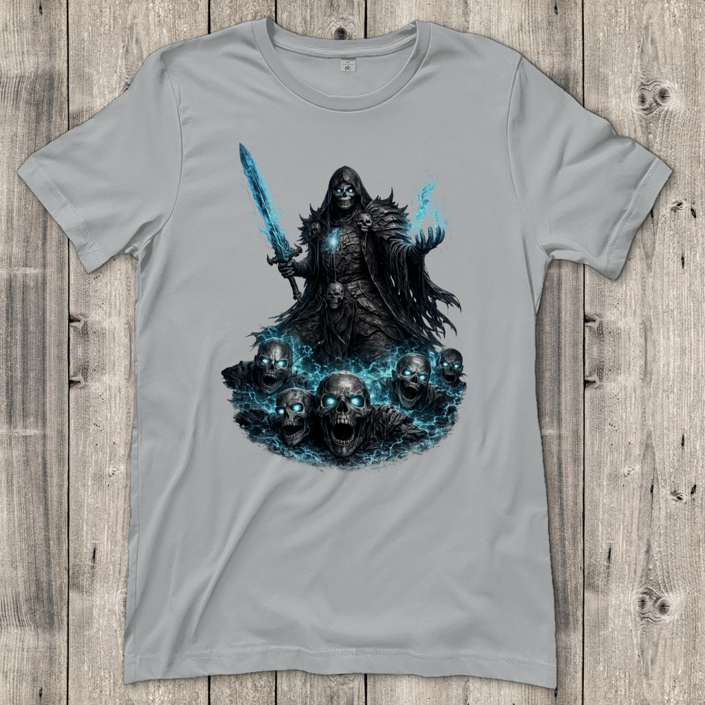 Damen T-Shirt Unheiliger Zauberer mit blauer Energie