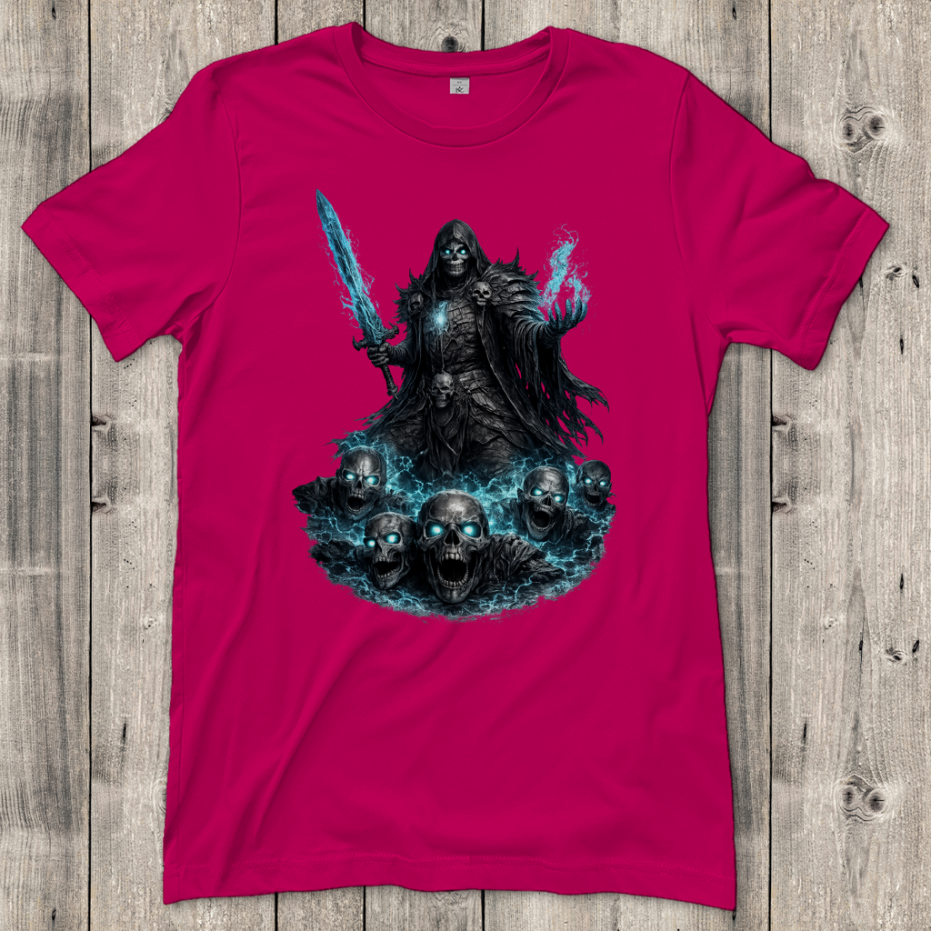 Damen T-Shirt Unheiliger Zauberer mit blauer Energie
