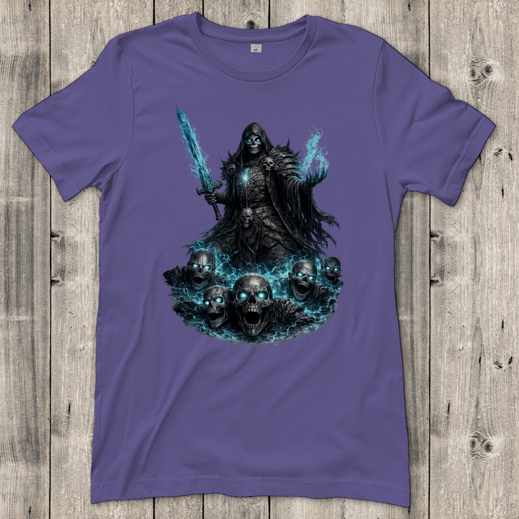 Damen T-Shirt Unheiliger Zauberer mit blauer Energie