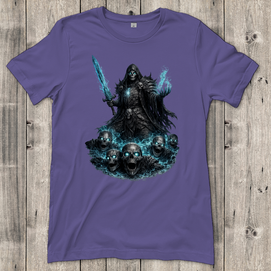 Damen T-Shirt Unheiliger Zauberer mit blauer Energie