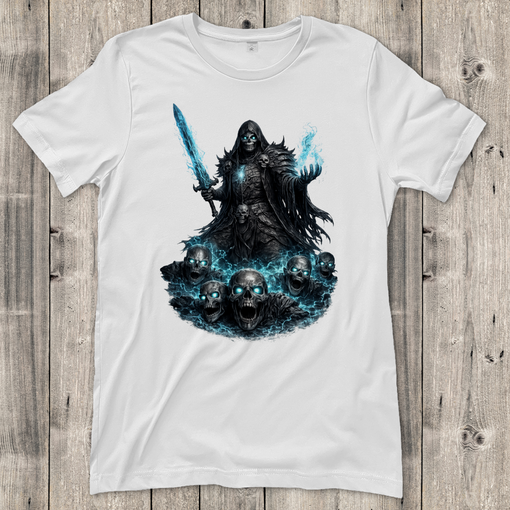 Damen T-Shirt Unheiliger Zauberer mit blauer Energie
