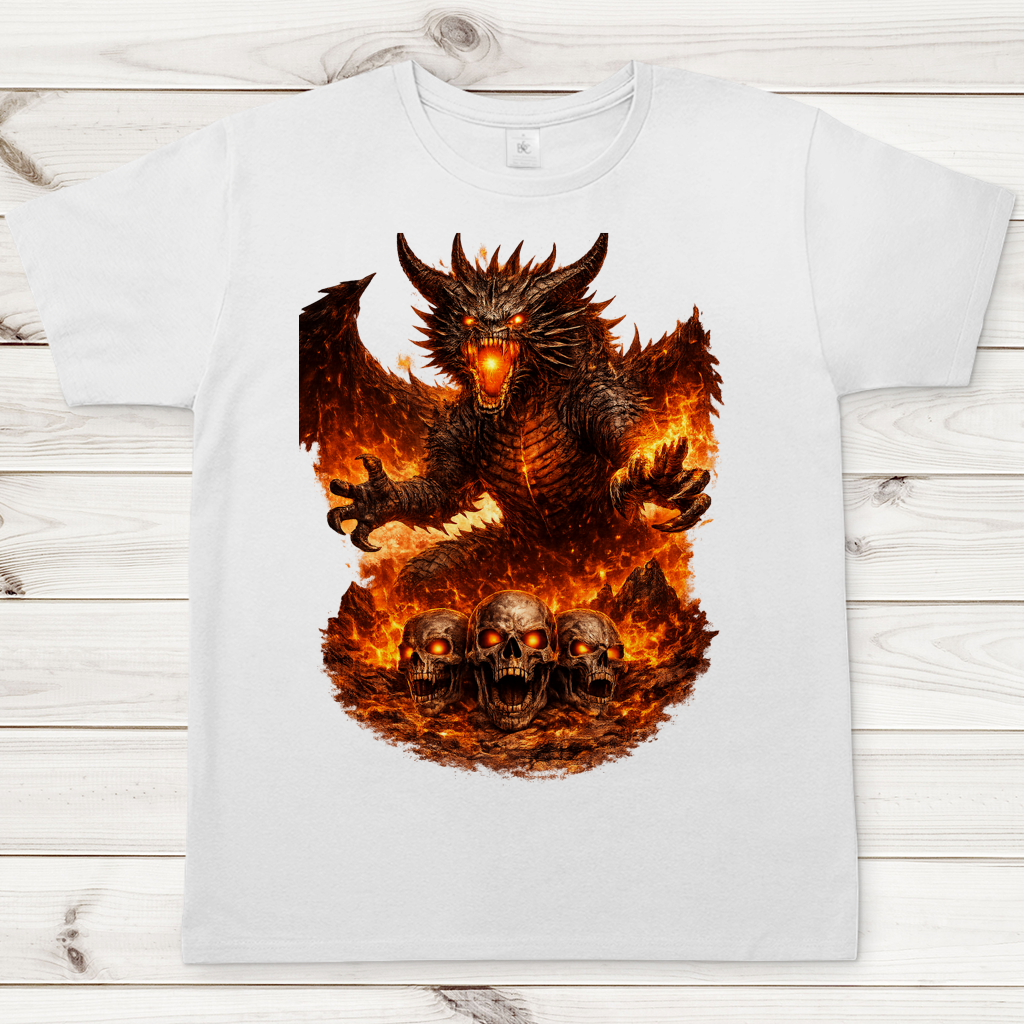 Herren T-Shirt Dämonen-Drache im feurigen Land