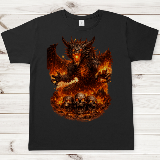 Herren T-Shirt Dämonen-Drache im feurigen Land