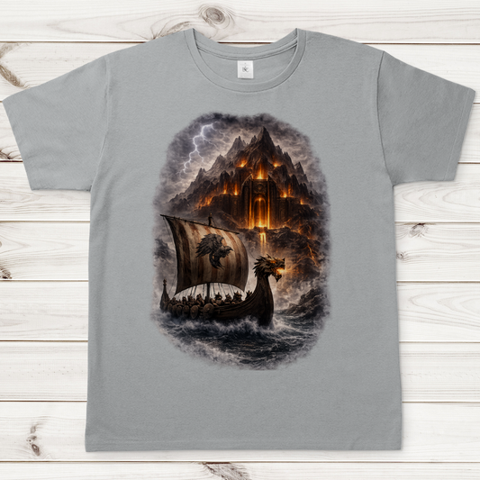 Herren T-Shirt Viking longship im Sturm