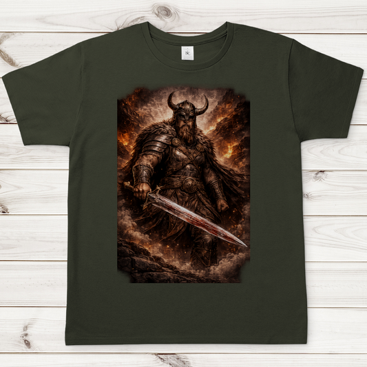 Herren T-Shirt Viking Krieger im feurigem Chaos