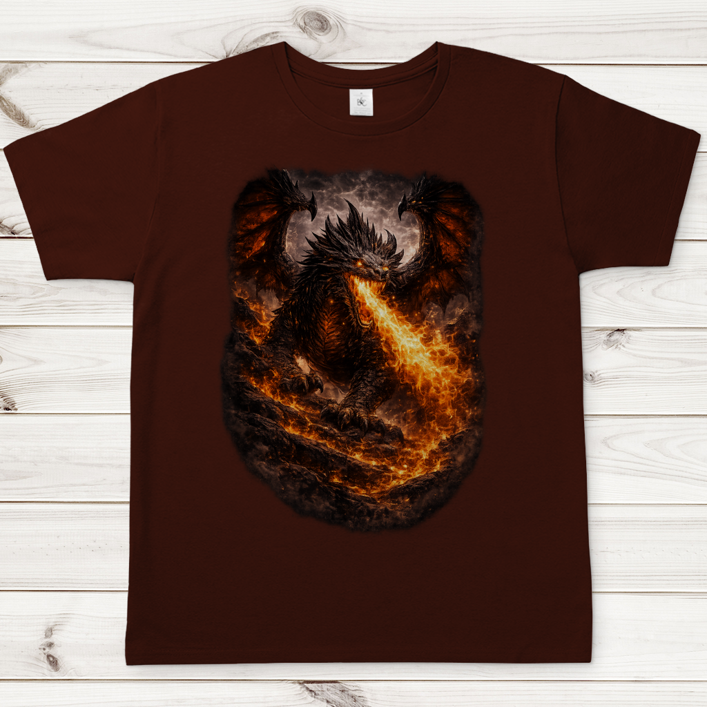 Herren T-Shirt Feuerdrache in der Dunkelheit