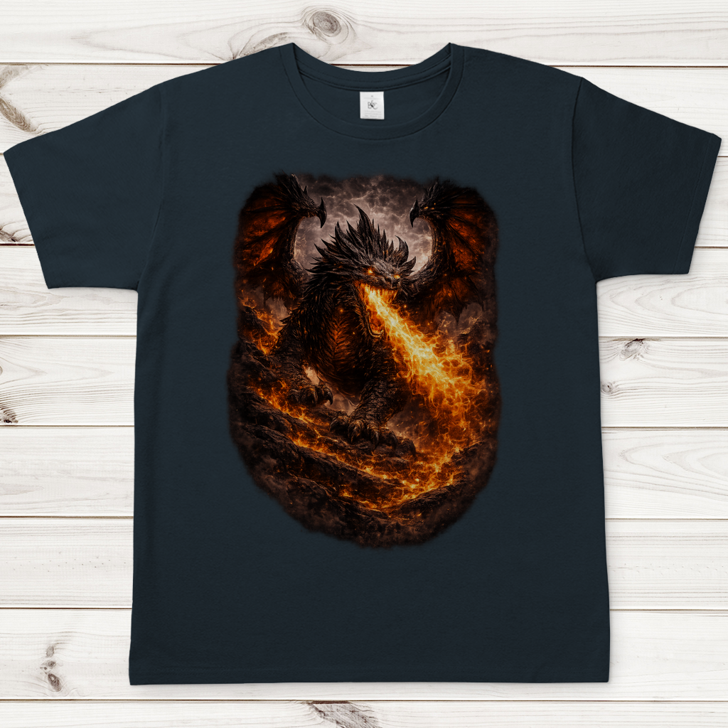 Herren T-Shirt Feuerdrache in der Dunkelheit