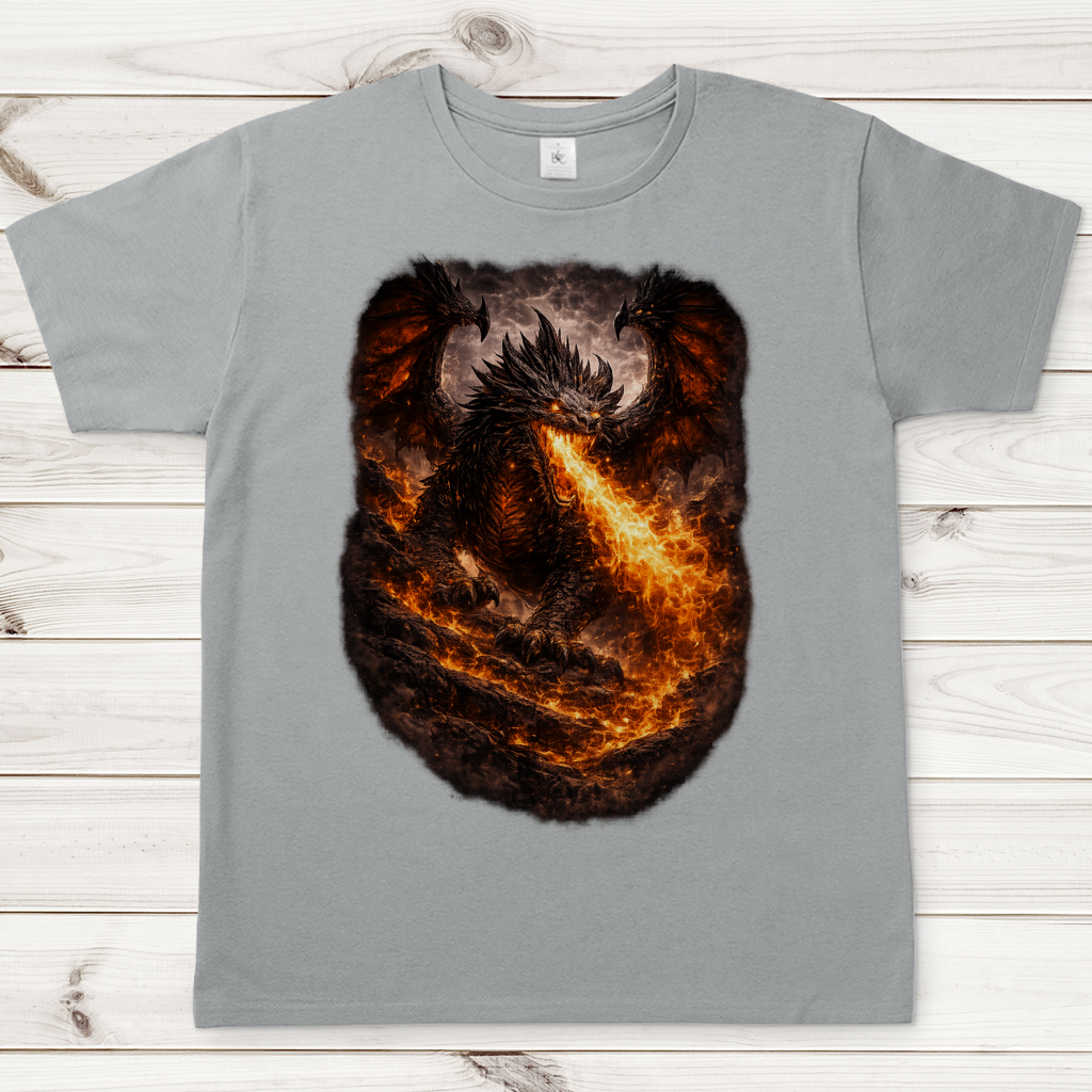 Herren T-Shirt Feuerdrache in der Dunkelheit