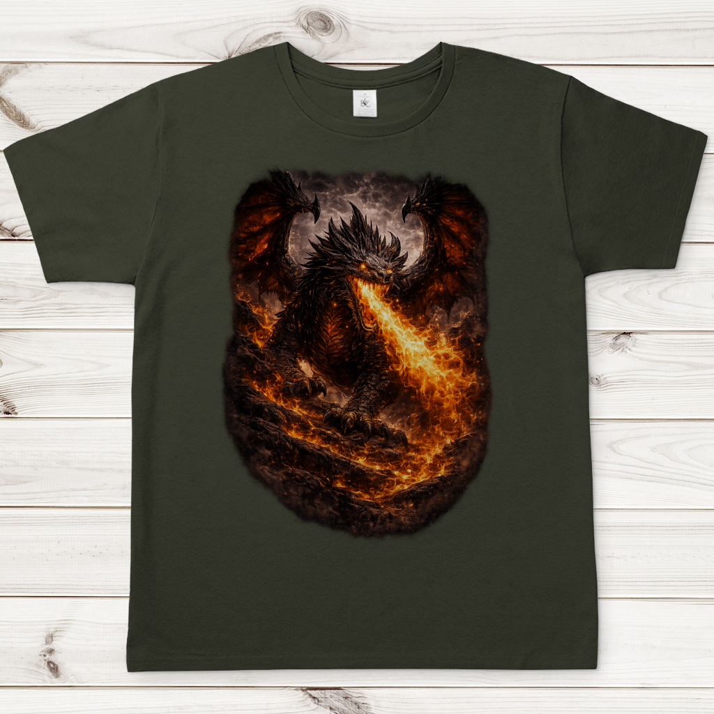 Herren T-Shirt Feuerdrache in der Dunkelheit