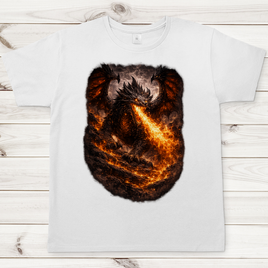 Herren T-Shirt Feuerdrache in der Dunkelheit