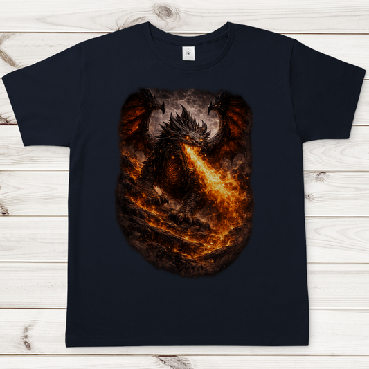 Herren T-Shirt Feuerdrache in der Dunkelheit