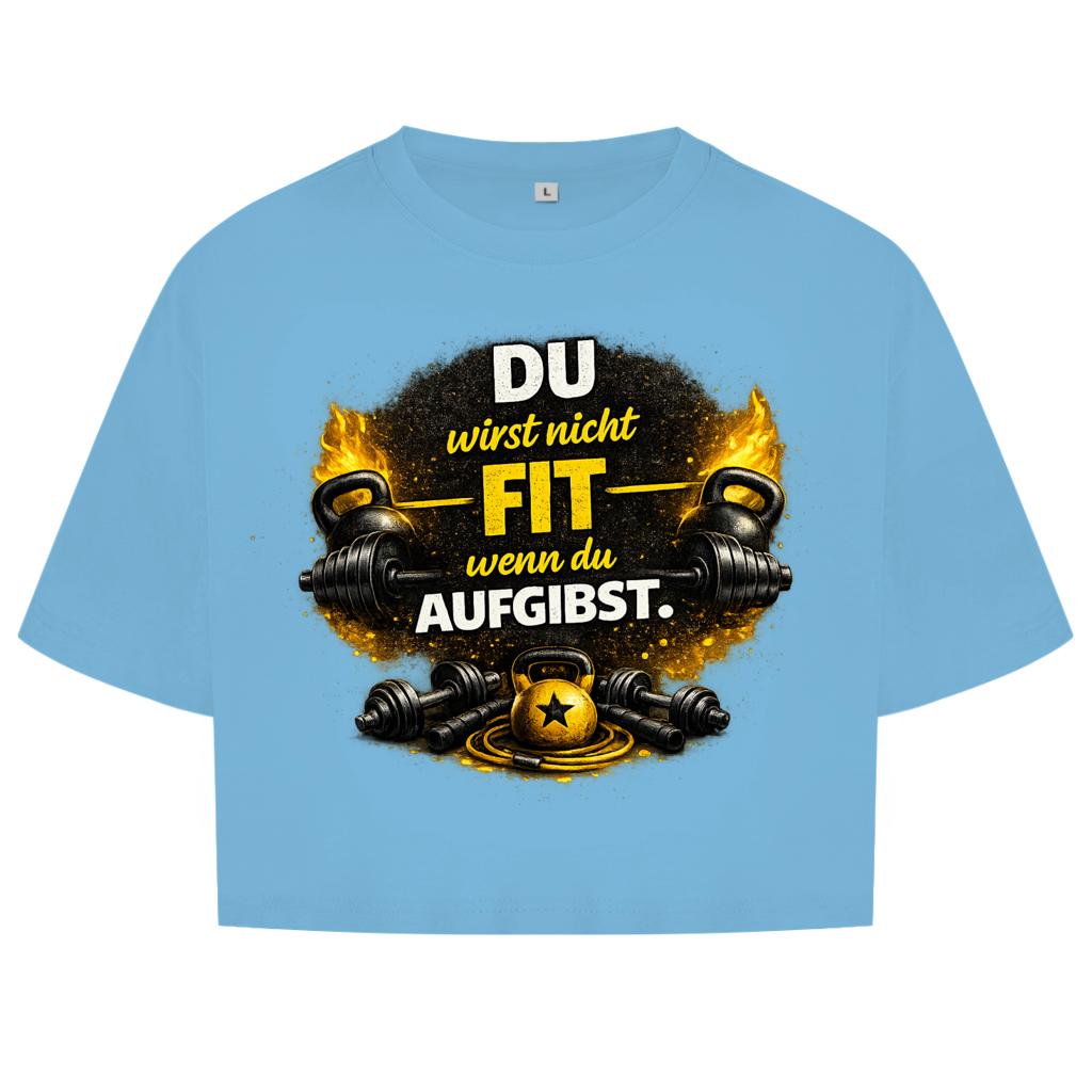 Damen Oversize Crop Top Fitness und Motivation durch Stärke