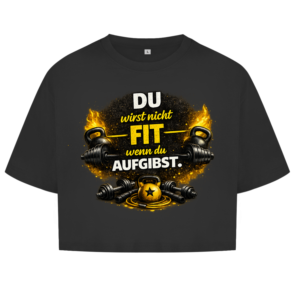 Damen Oversize Crop Top Fitness und Motivation durch Stärke