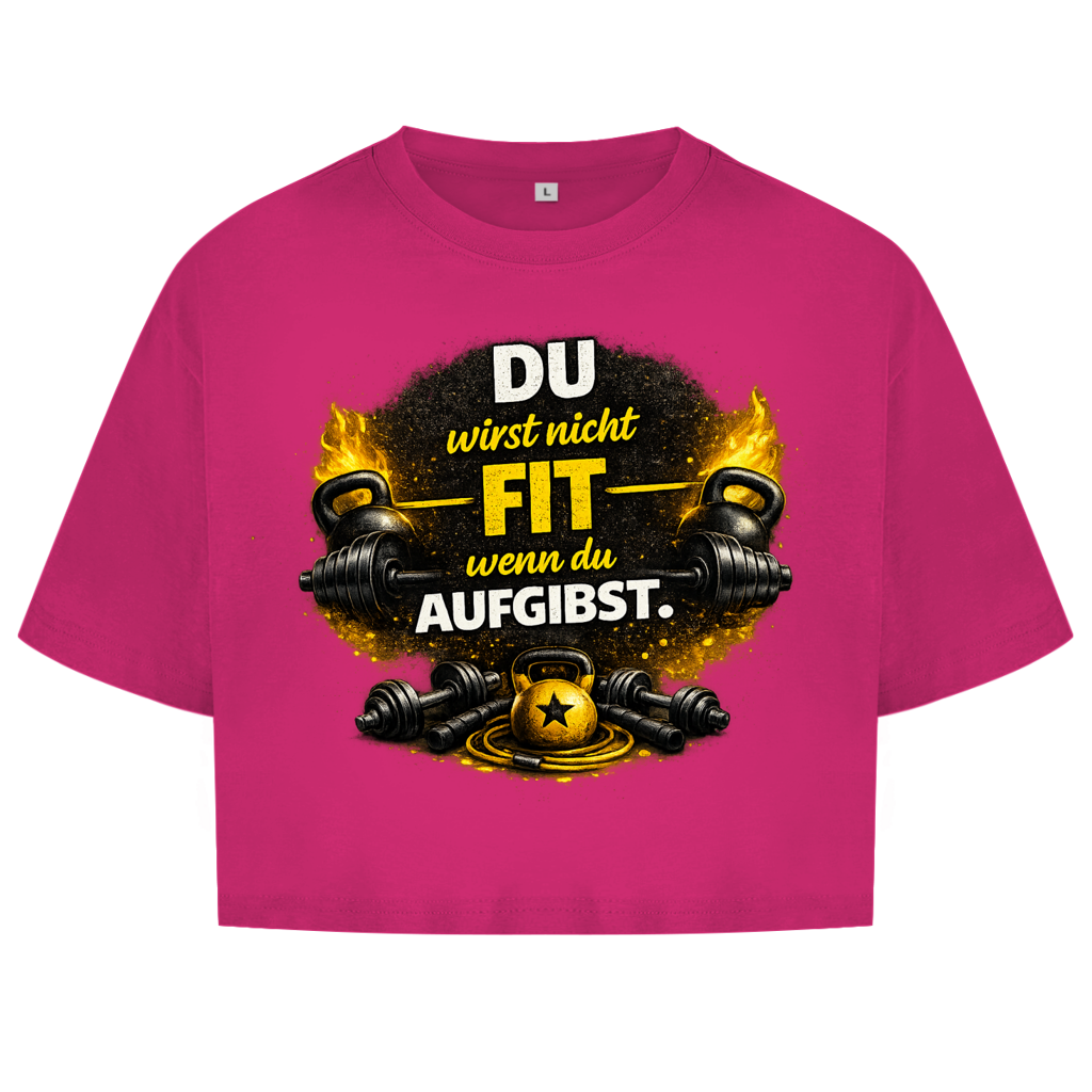 Damen Oversize Crop Top Fitness und Motivation durch Stärke