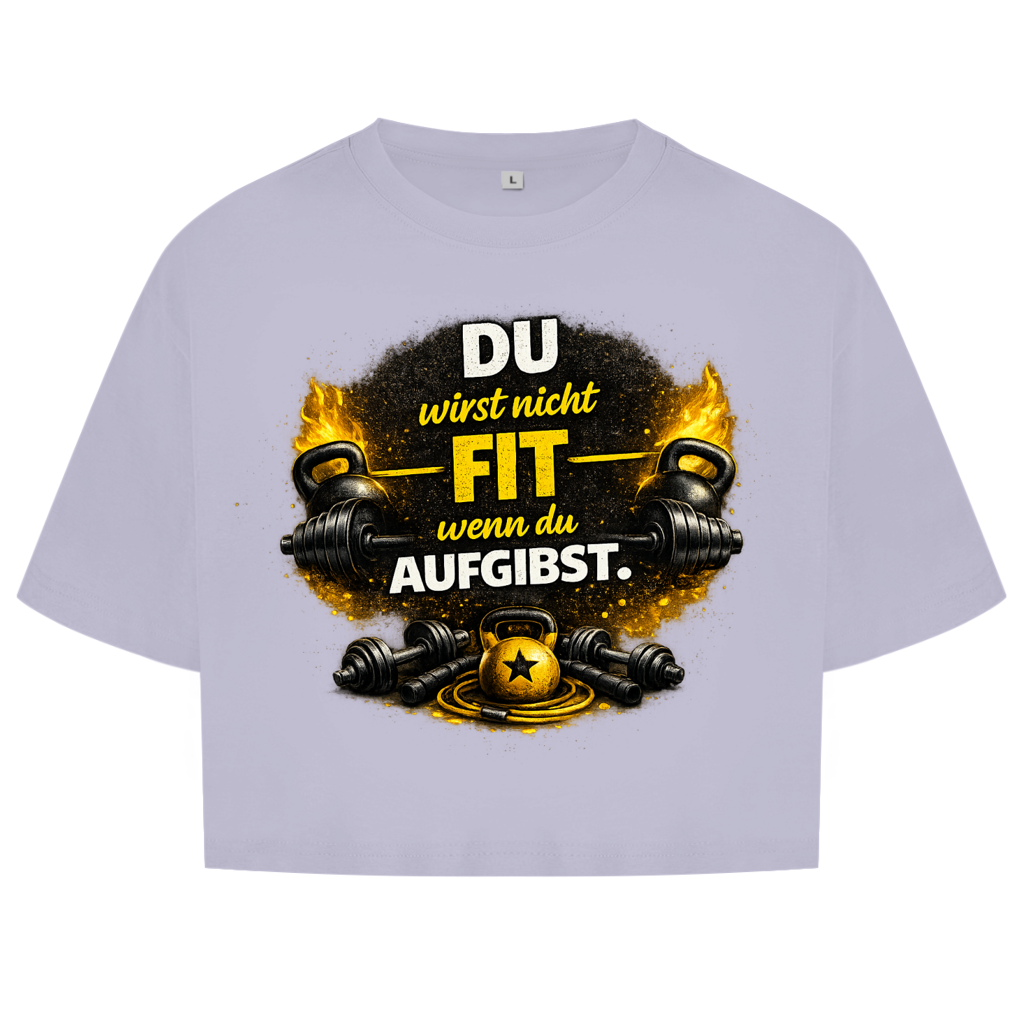 Damen Oversize Crop Top Fitness und Motivation durch Stärke