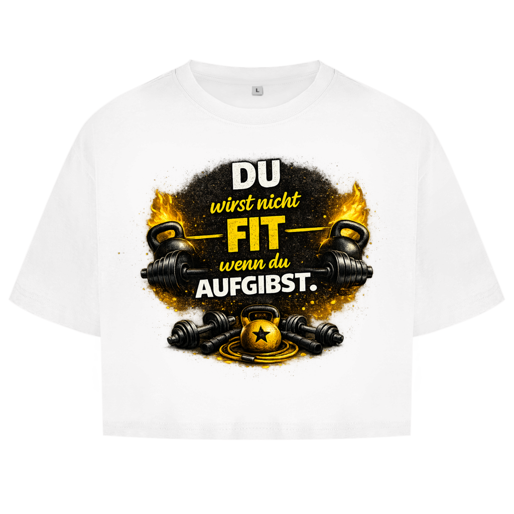 Damen Oversize Crop Top Fitness und Motivation durch Stärke