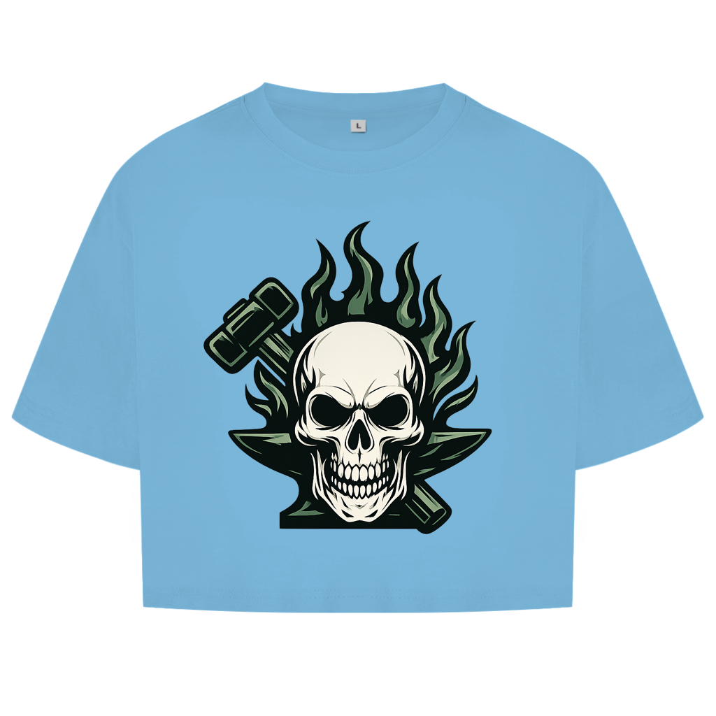 Damen Oversize Crop Top Logo ohne Text