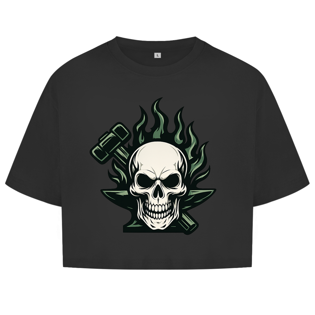 Damen Oversize Crop Top Logo ohne Text