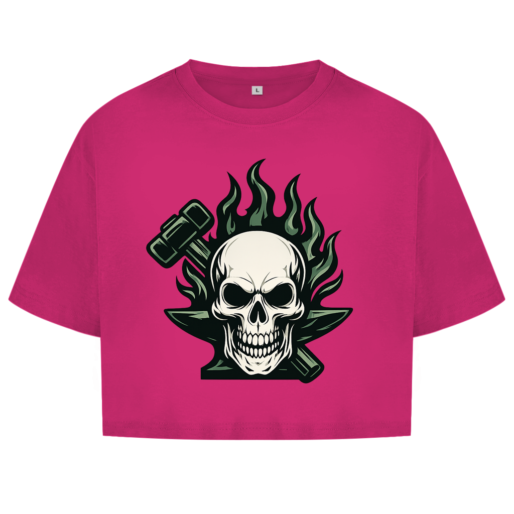 Damen Oversize Crop Top Logo ohne Text