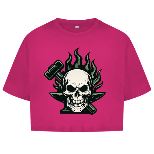 Damen Oversize Crop Top Logo ohne Text