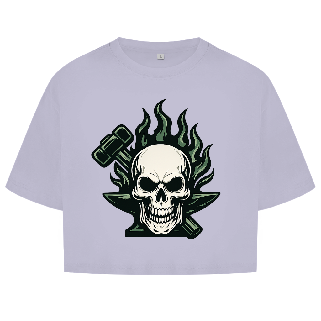 Damen Oversize Crop Top Logo ohne Text