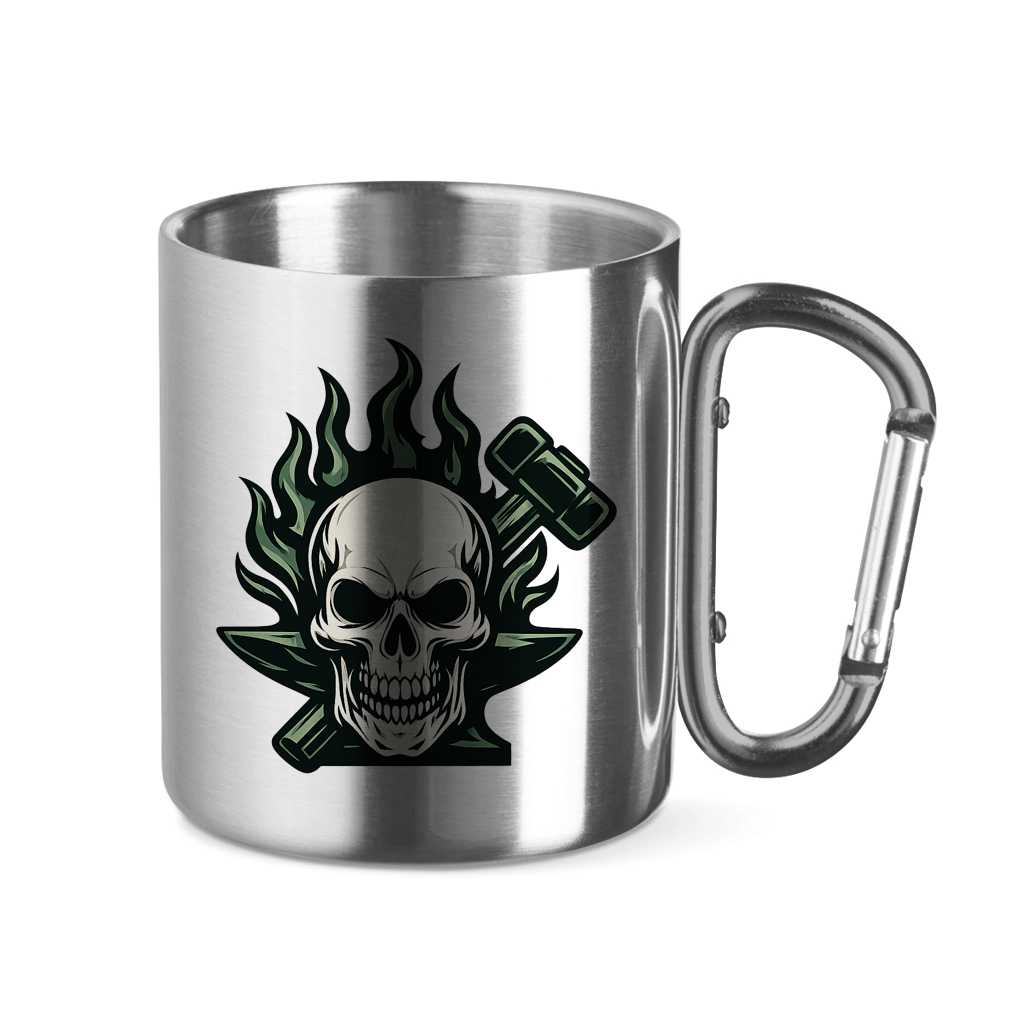 Edelstahltasse mit Karabinergriff Logo ohne Text