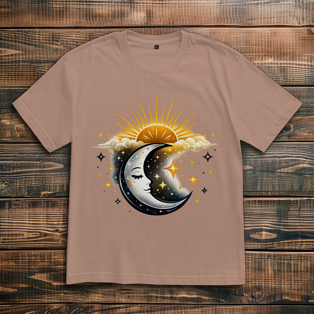 Oversize T-Shirt Mond und Sterne