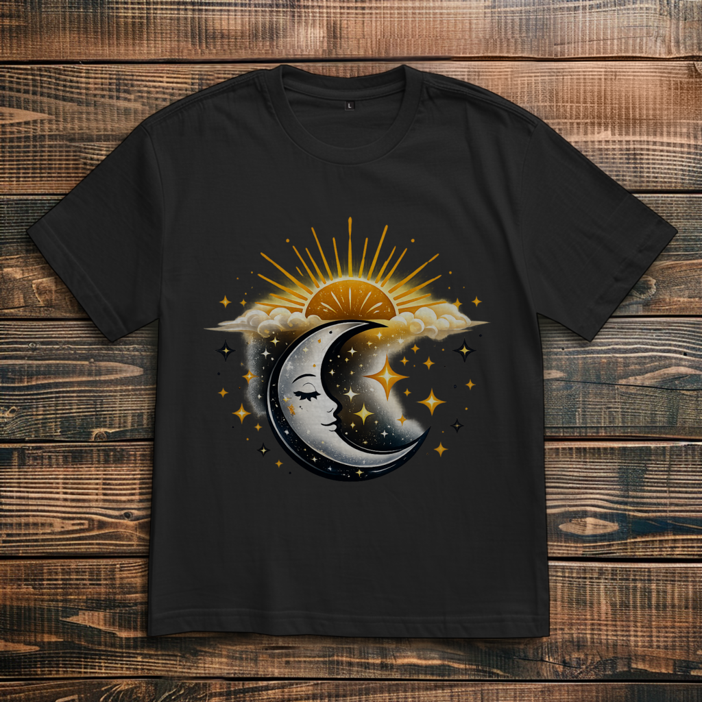 Oversize T-Shirt Mond und Sterne