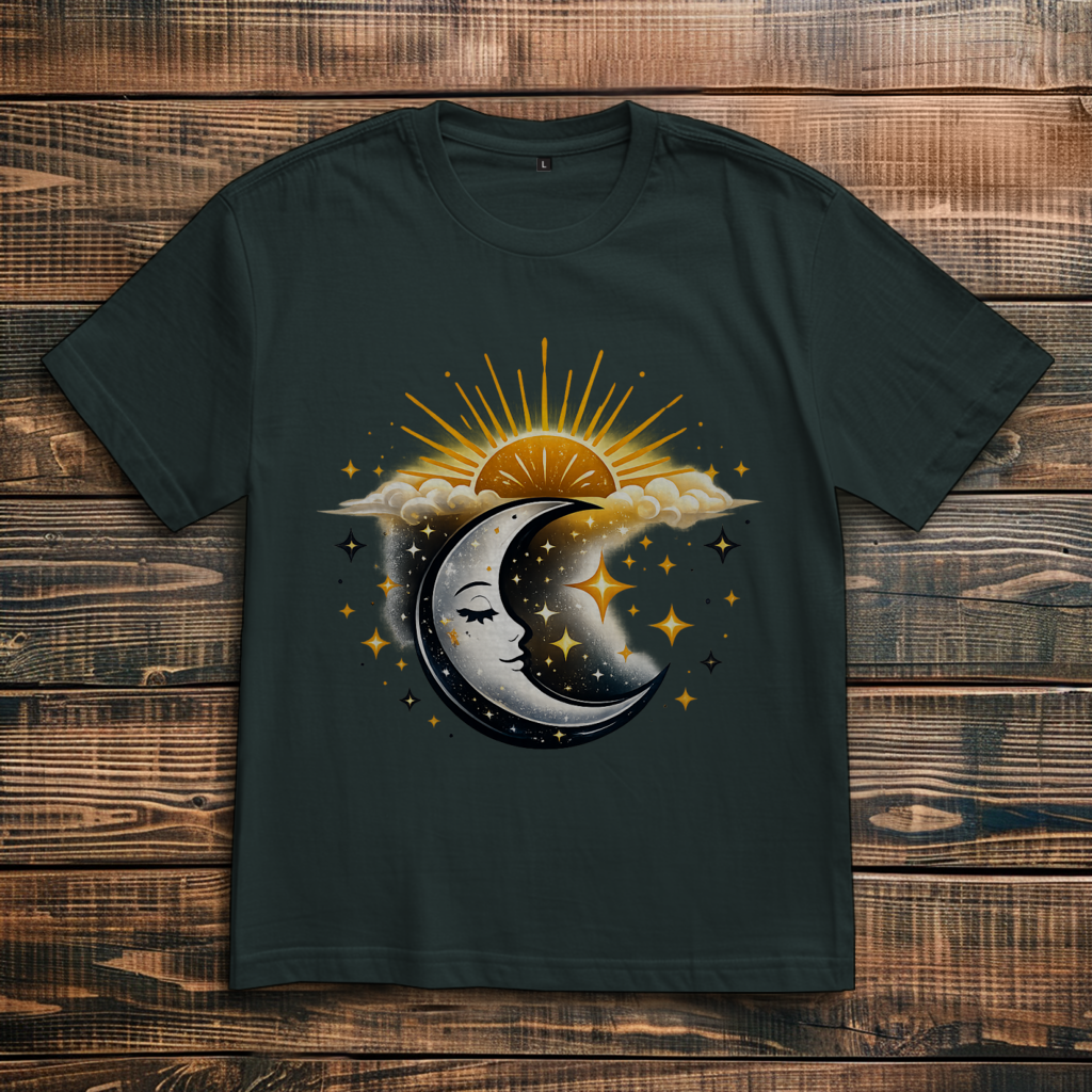 Oversize T-Shirt Mond und Sterne