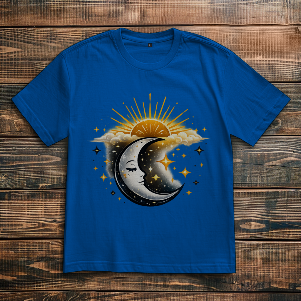 Oversize T-Shirt Mond und Sterne
