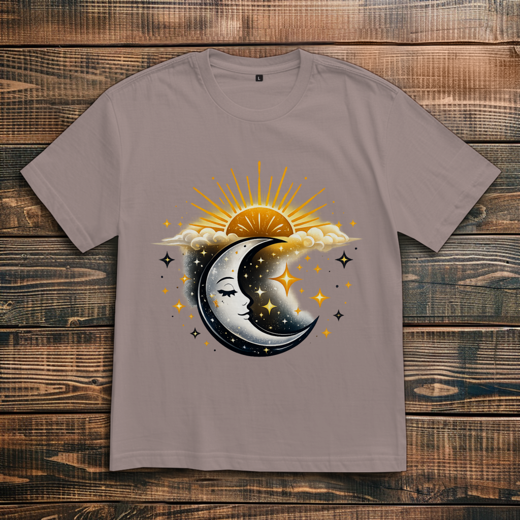 Oversize T-Shirt Mond und Sterne
