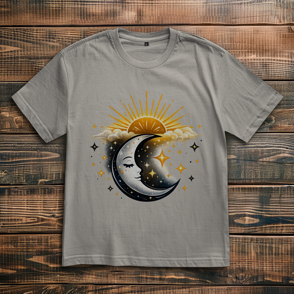 Oversize T-Shirt Mond und Sterne