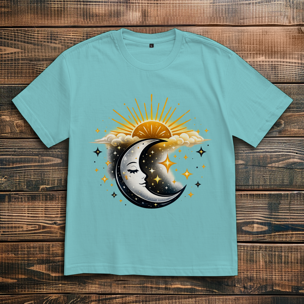 Oversize T-Shirt Mond und Sterne