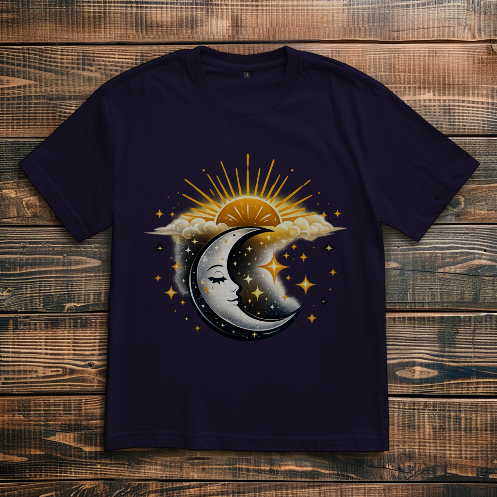 Oversize T-Shirt Mond und Sterne