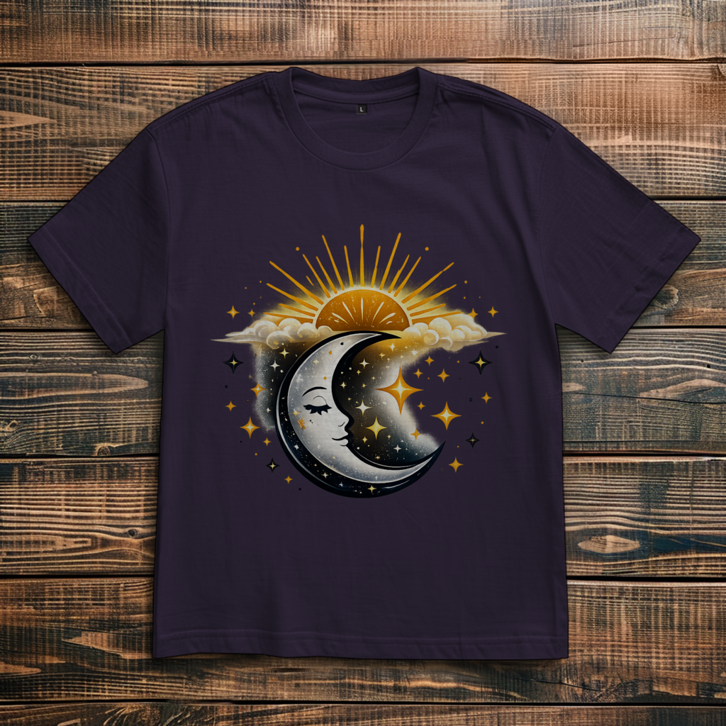 Oversize T-Shirt Mond und Sterne