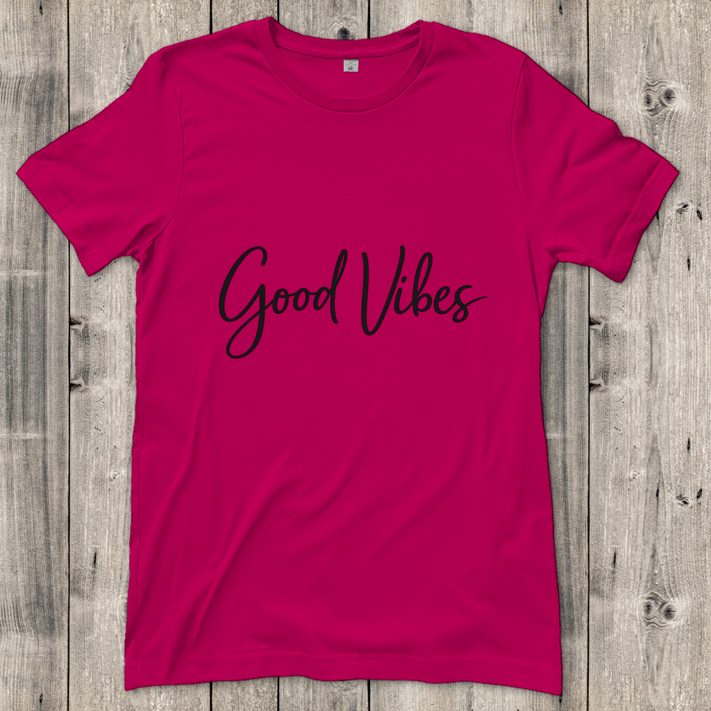 Damen T-Shirt Gute Vibes in eleganter Schrift
