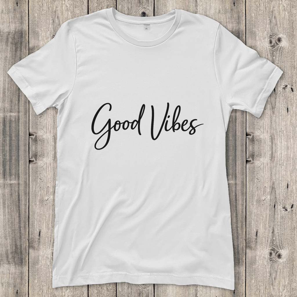 Damen T-Shirt Gute Vibes in eleganter Schrift