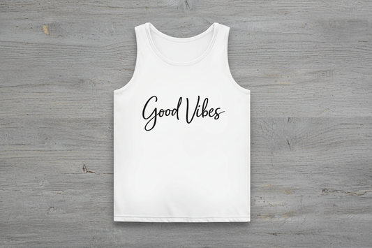 Damen Basic Tank Top Gute Vibes in eleganter Schrift