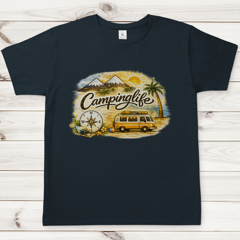 Herren T-Shirt Reiseabenteuer in lebendigen Farben
