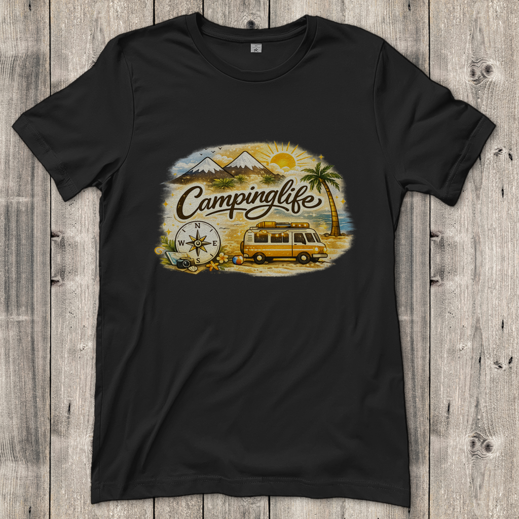 Damen T-Shirt Reiseabenteuer in lebendigen Farben