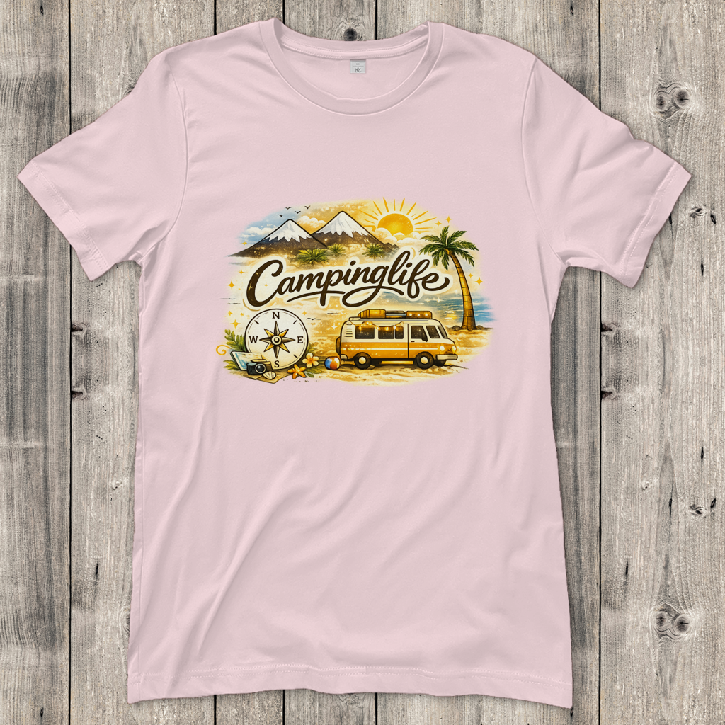 Damen T-Shirt Reiseabenteuer in lebendigen Farben