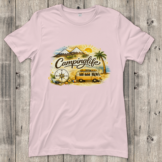 Damen T-Shirt Reiseabenteuer in lebendigen Farben