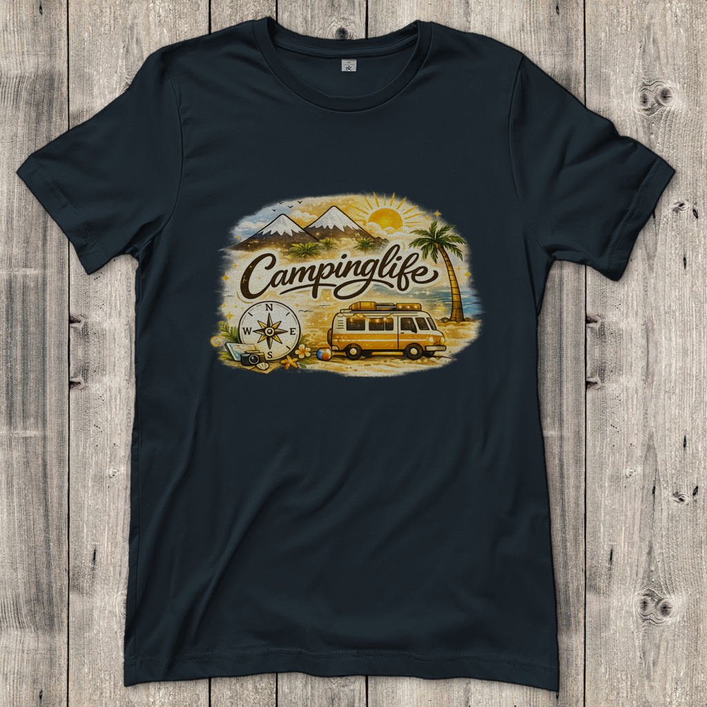 Damen T-Shirt Reiseabenteuer in lebendigen Farben