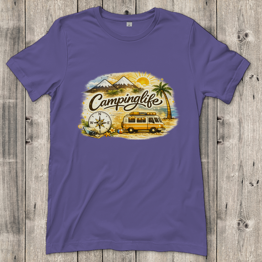 Damen T-Shirt Reiseabenteuer in lebendigen Farben