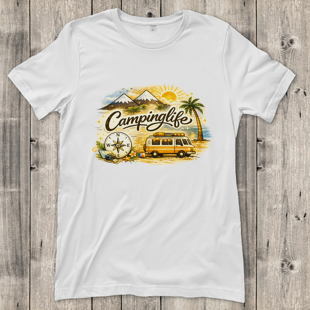 Damen T-Shirt Reiseabenteuer in lebendigen Farben